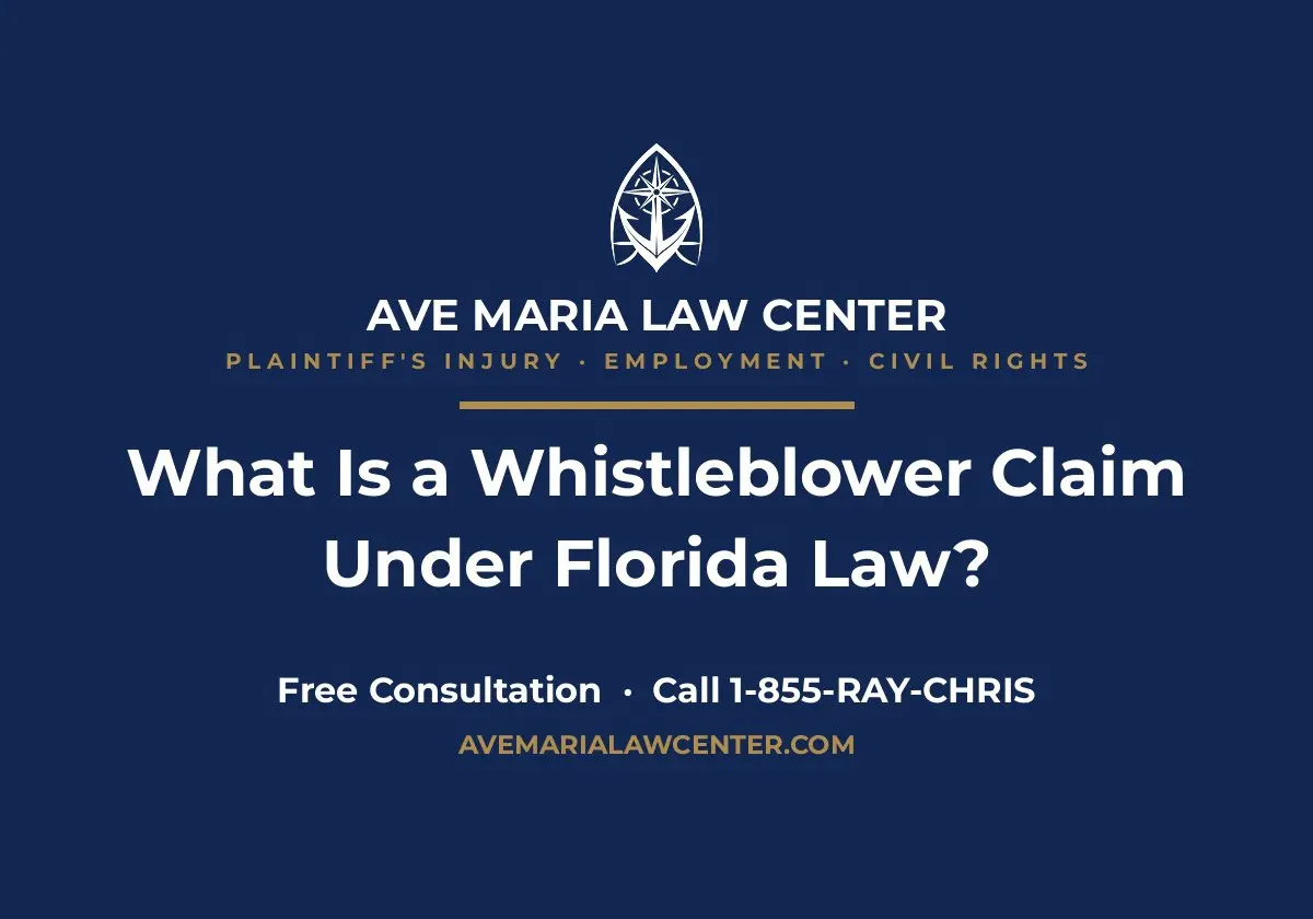 Whistleblower claim under Florida law — Ave Maria Law Center