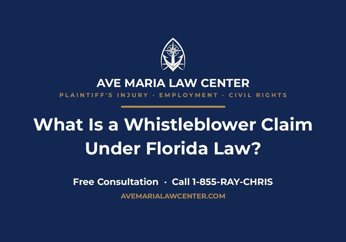 Whistleblower claim under Florida law — Ave Maria Law Center